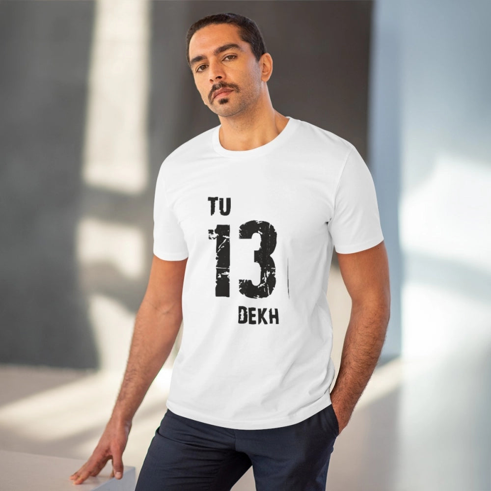 Men'S Pc Cotton Tu 13 Dekh Printed T Shirt (Color: White, Thre