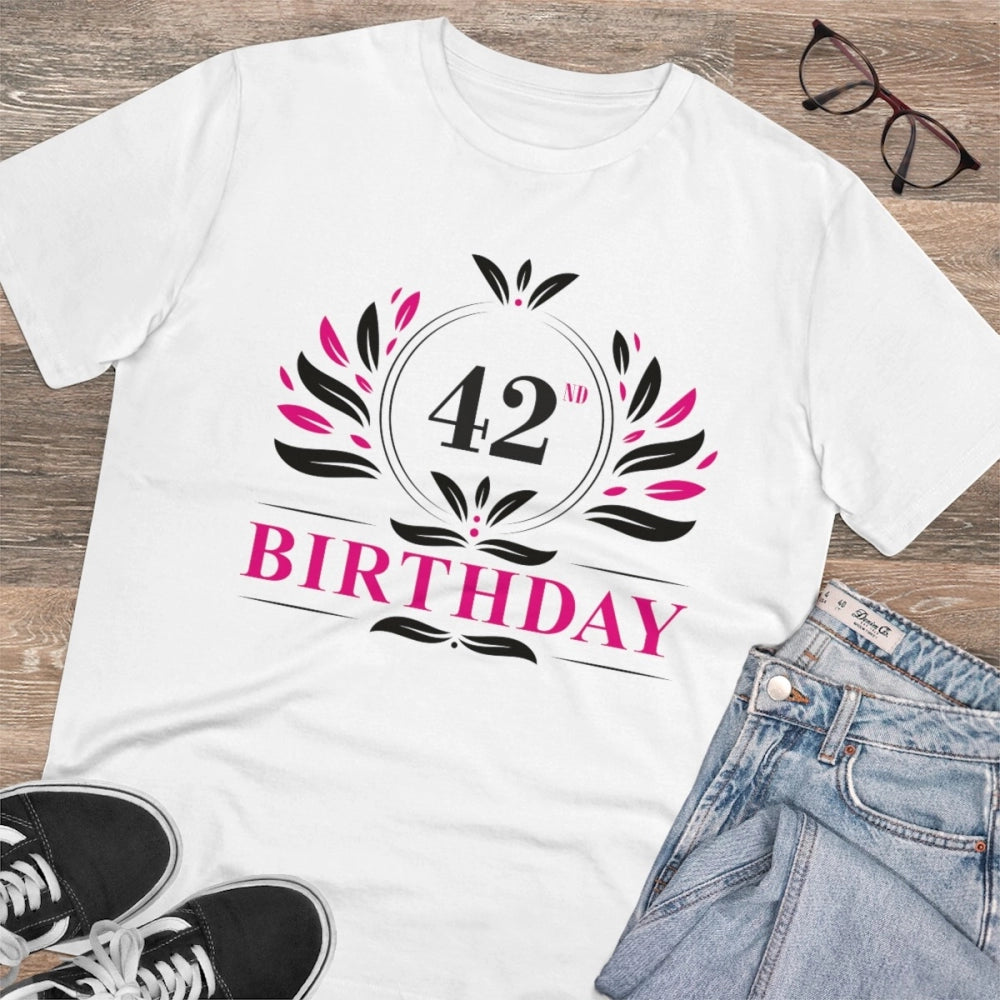 Men'S Pc Cotton 42Nd Birthday Printed T Shirt (Color: White, T