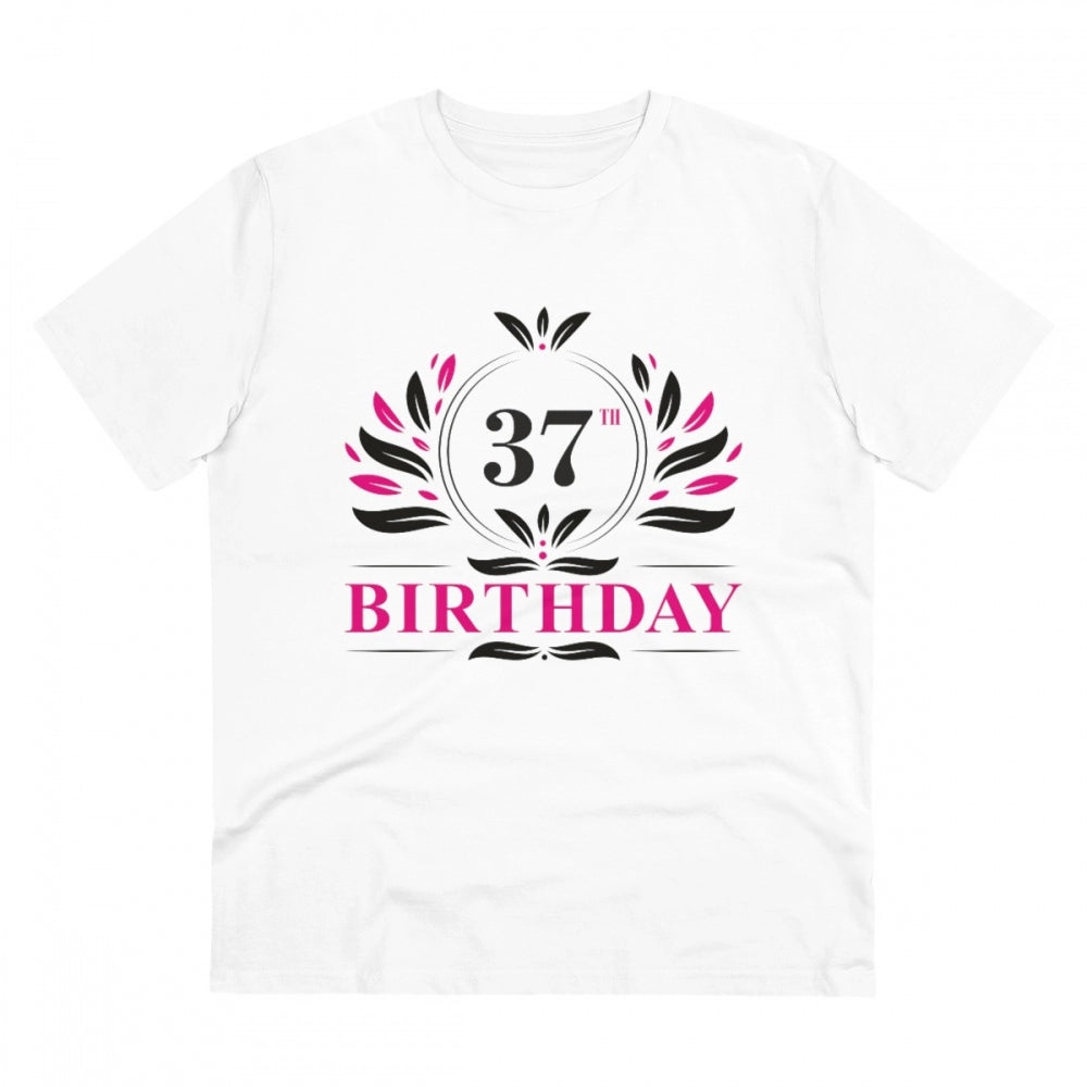 Men'S Pc Cotton 37Th Birthday Printed T Shirt (Color: White, T