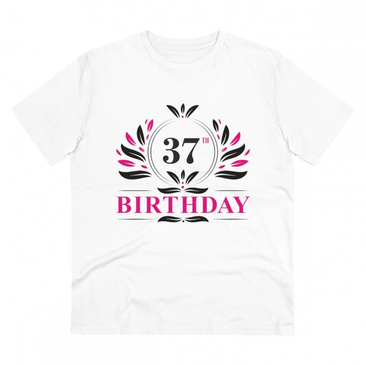 Men'S Pc Cotton 37Th Birthday Printed T Shirt (Color: White, T