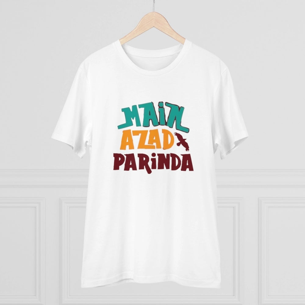 Men'S Pc Cotton Me Azad Parinda Printed T Shirt (Color: White,