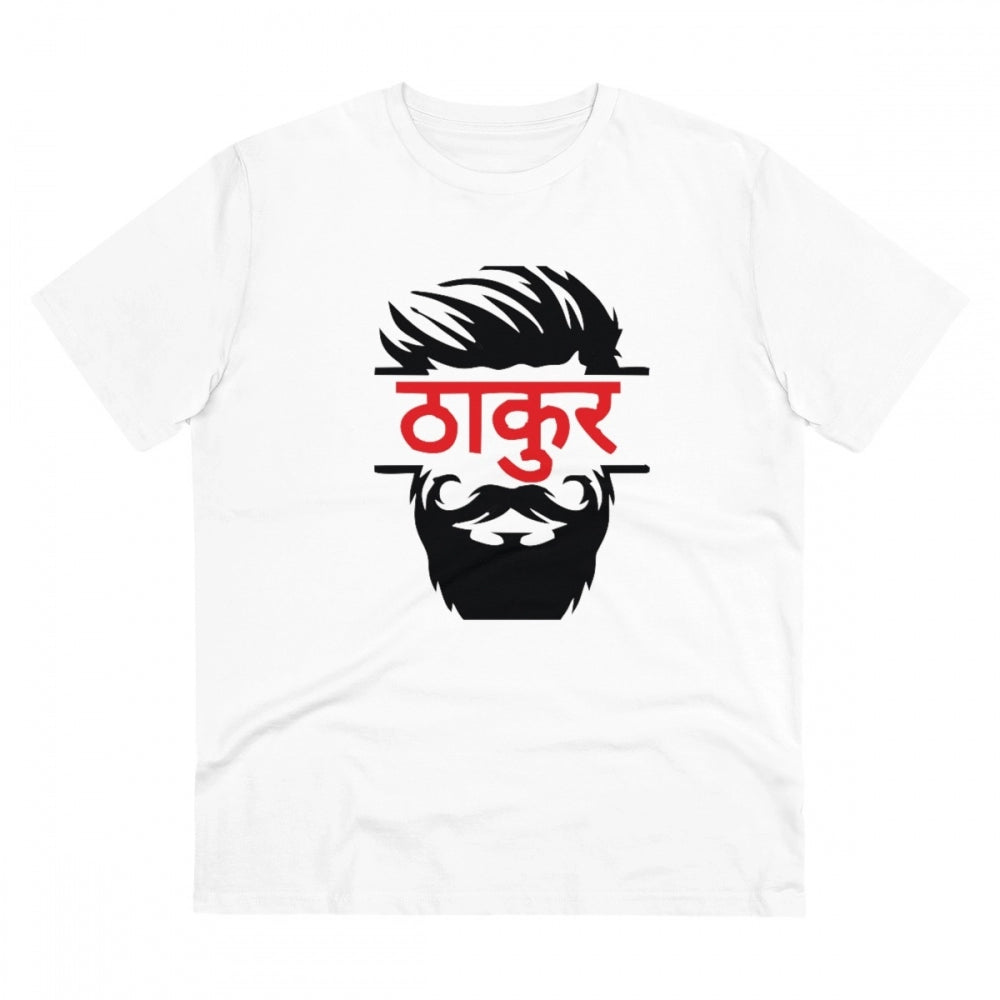 Men'S Pc Cotton Thakur Printed T Shirt (Color: White, Thread C