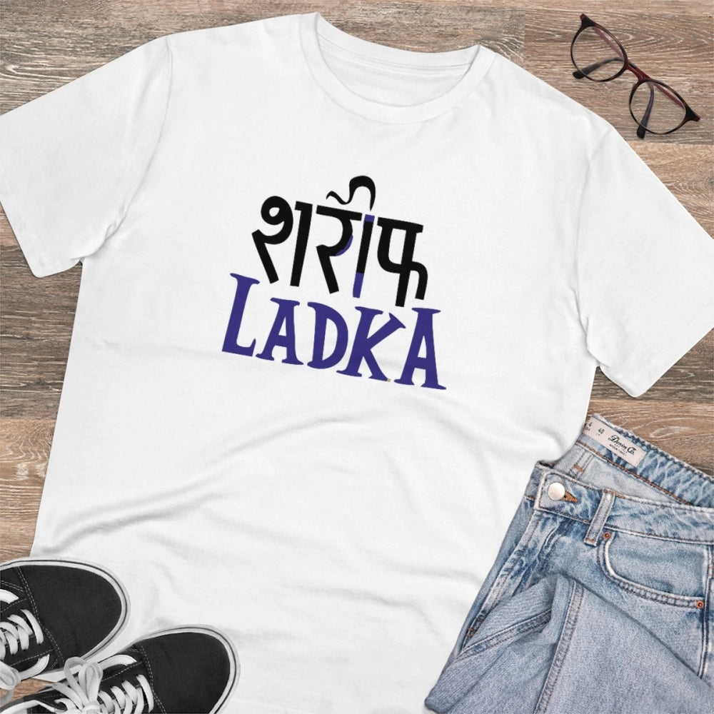 Men'S Pc Cotton Sarif Ladka Printed T Shirt (Color: White, Thr