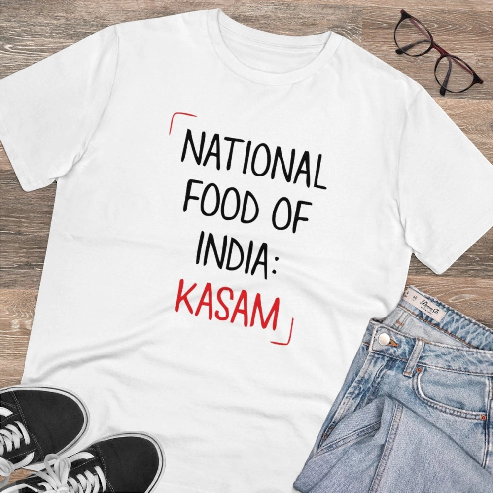 Men'S Pc Cotton India Kasam Printed T Shirt (Color: White, Thr