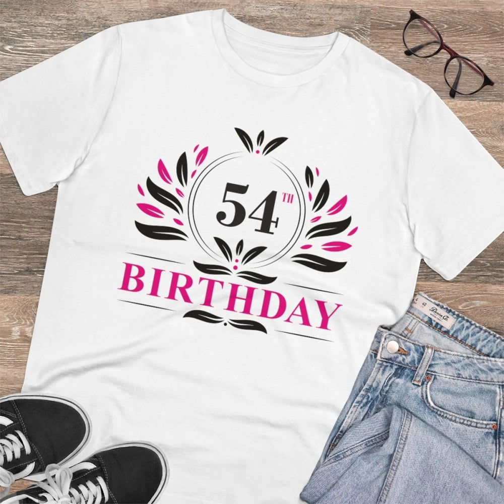 Men'S Pc Cotton 54Th Birthday Printed T Shirt (Color: White, T