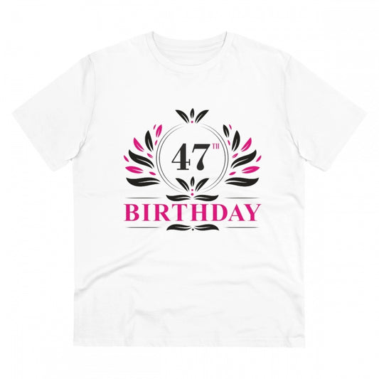 Men'S Pc Cotton 47Th Birthday Printed T Shirt (Color: White, T