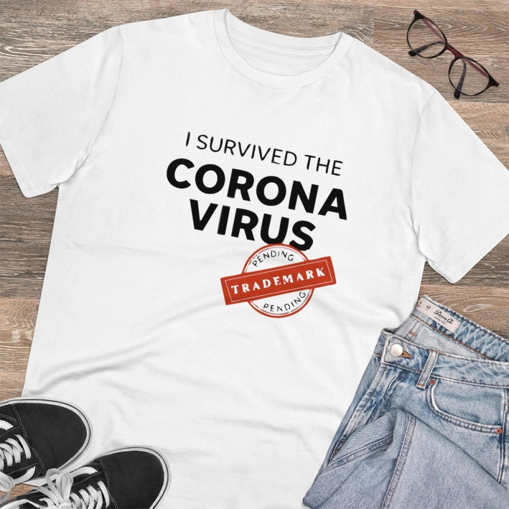 Men'S Pc Cotton I Survived Corona Virus Printed T Shirt (Color