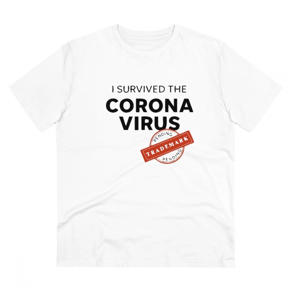 Men'S Pc Cotton I Survived Corona Virus Printed T Shirt (Color