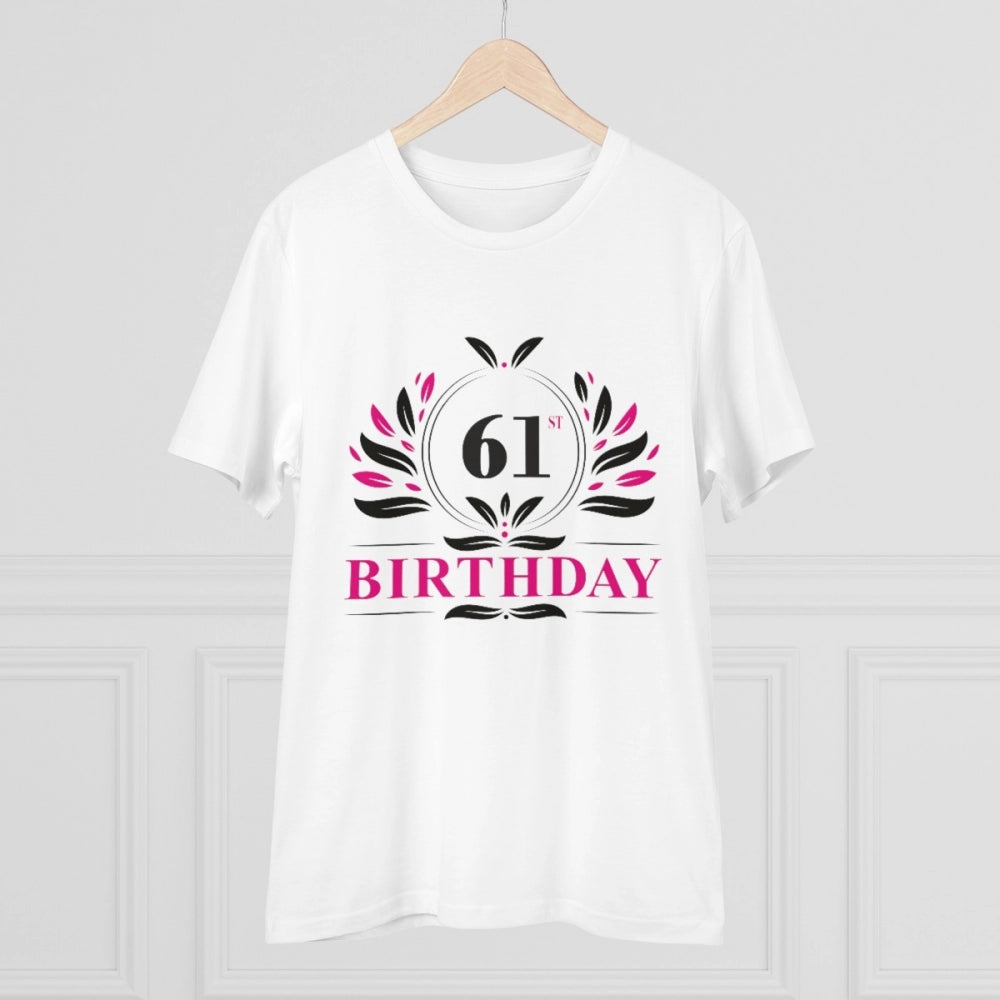 Men'S Pc Cotton 61St Birthday Printed T Shirt (Color: White, T