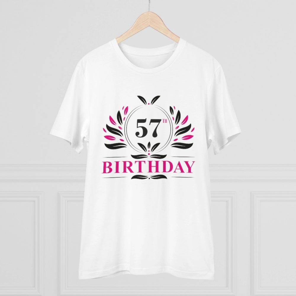 Men'S Pc Cotton 57Th Birthday Printed T Shirt (Color: White, T
