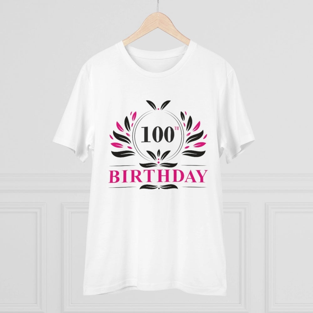 Men'S Pc Cotton 100Th Birthday Printed T Shirt (Color: White,