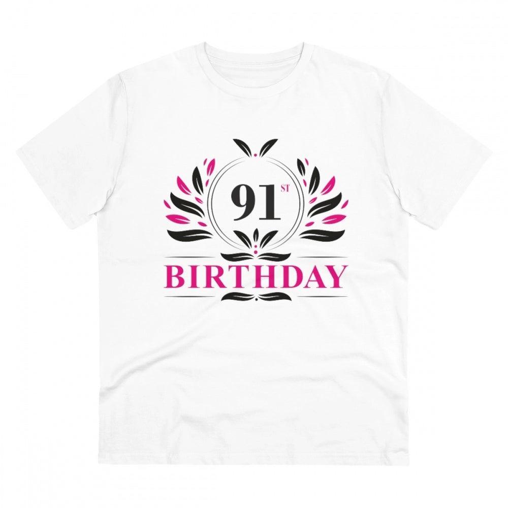 Men'S Pc Cotton 91St Birthday Printed T Shirt (Color: White, T