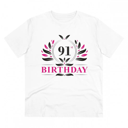 Men'S Pc Cotton 91St Birthday Printed T Shirt (Color: White, T