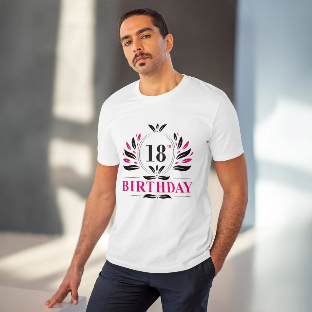 Men'S Pc Cotton 18Th Birthday Printed T Shirt (Color: White, T