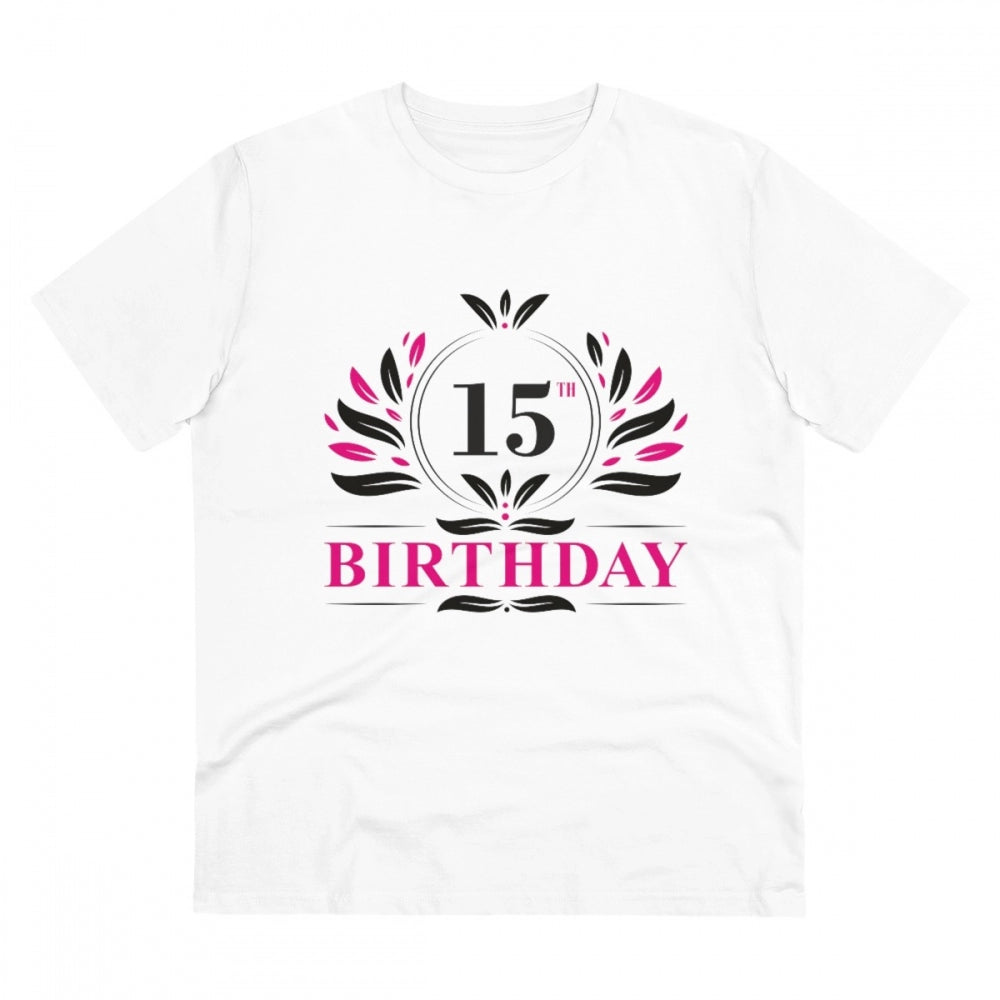 Men'S Pc Cotton 15Th Birthday Printed T Shirt (Color: White, T