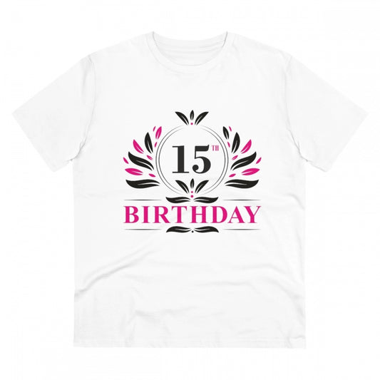 Men'S Pc Cotton 15Th Birthday Printed T Shirt (Color: White, T