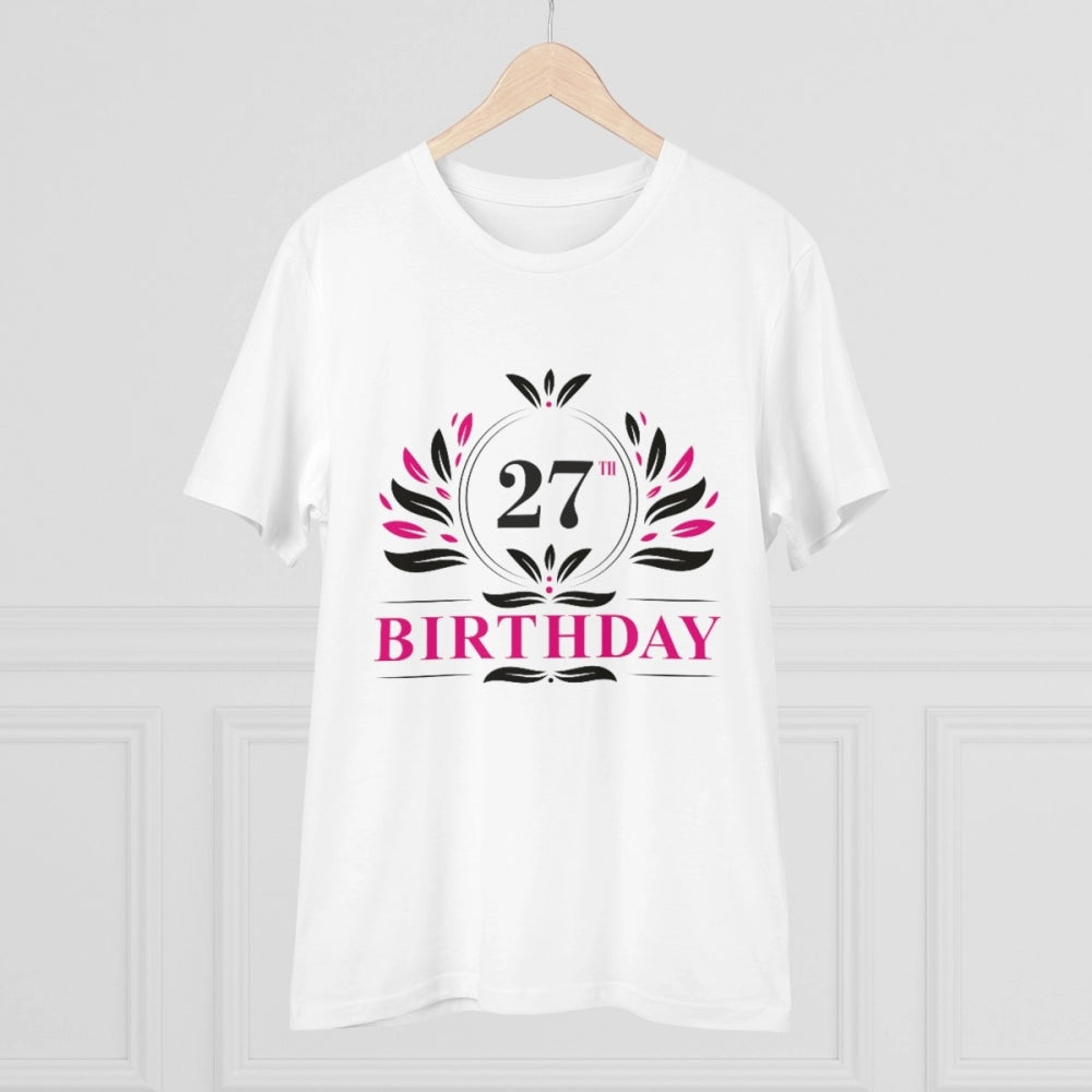 Men'S Pc Cotton 27Th Birthday Printed T Shirt (Color: White, T
