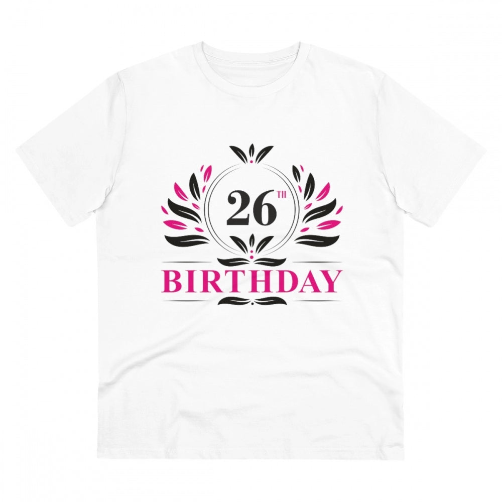 Men'S Pc Cotton 26Th Birthday Printed T Shirt (Color: White, T