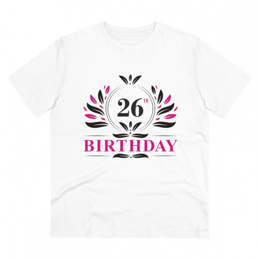 Men'S Pc Cotton 26Th Birthday Printed T Shirt (Color: White, T