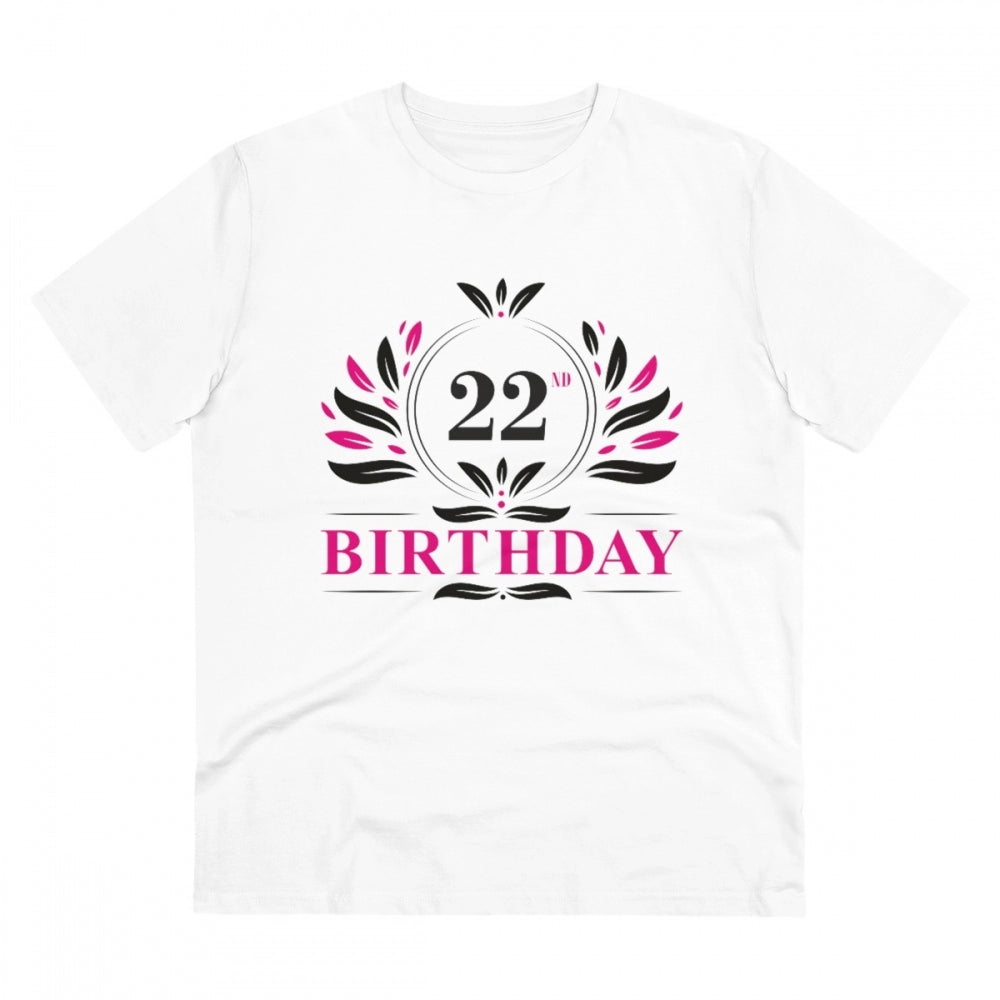 Men'S Pc Cotton 22Nd Birthday Printed T Shirt (Color: White, T