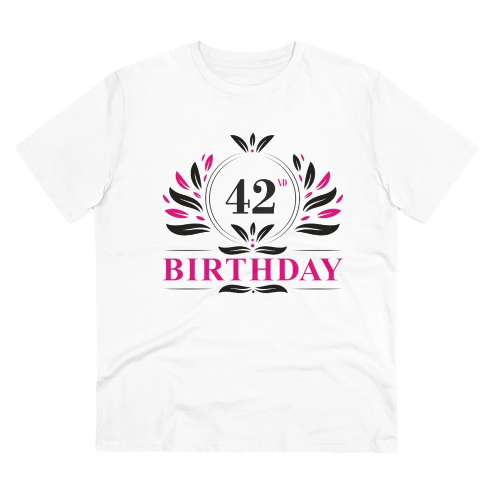 Men'S Pc Cotton 42Nd Birthday Printed T Shirt (Color: White, T
