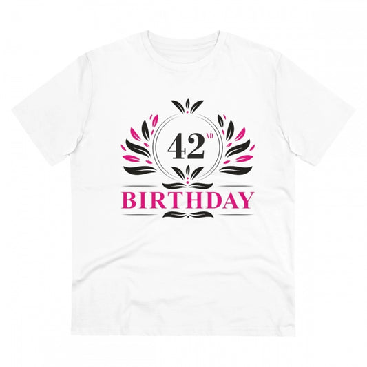 Men'S Pc Cotton 42Nd Birthday Printed T Shirt (Color: White, T