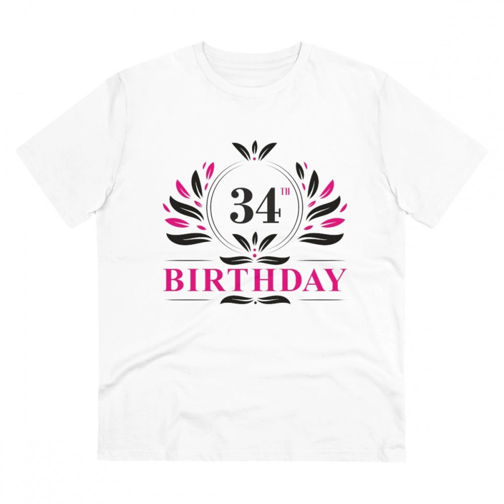 Men'S Pc Cotton 34Th Birthday Printed T Shirt (Color: White, T