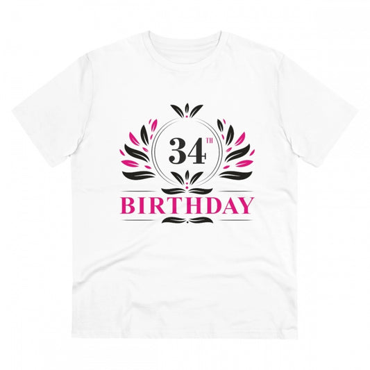 Men'S Pc Cotton 34Th Birthday Printed T Shirt (Color: White, T