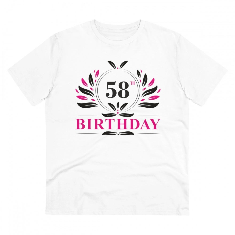 Men'S Pc Cotton 58Th Birthday Printed T Shirt (Color: White, T