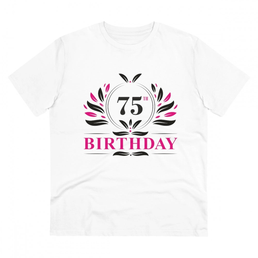 Men'S Pc Cotton 75Th Birthday Printed T Shirt (Color: White, T