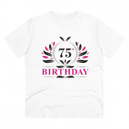 Men'S Pc Cotton 75Th Birthday Printed T Shirt (Color: White, T