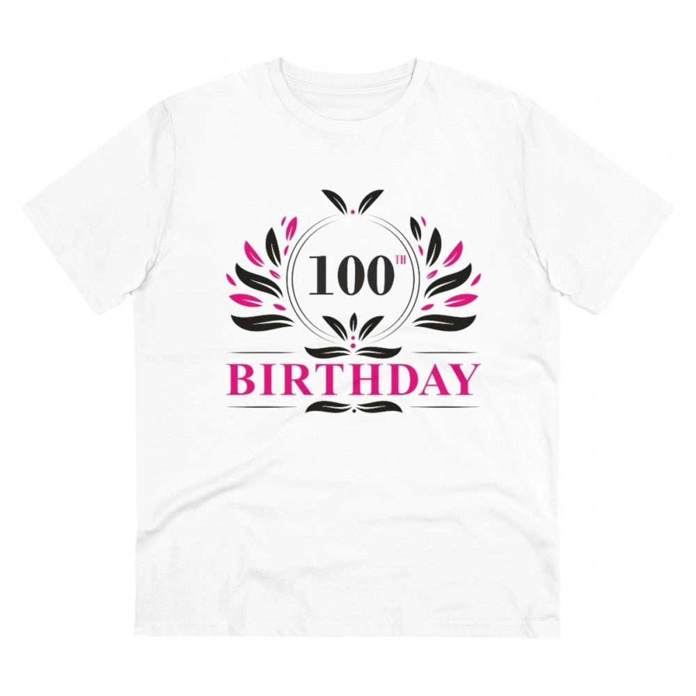 Men'S Pc Cotton 100Th Birthday Printed T Shirt (Color: White,