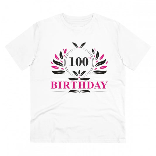 Men'S Pc Cotton 100Th Birthday Printed T Shirt (Color: White,