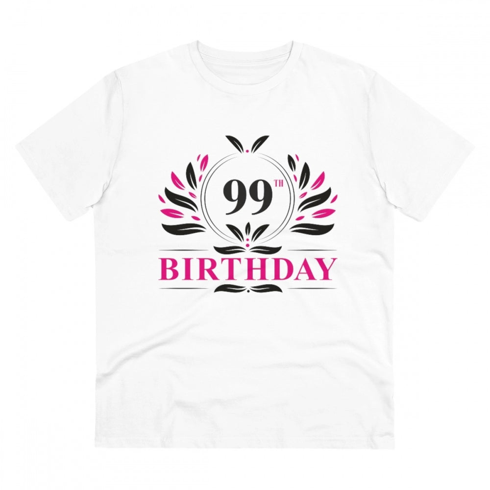 Men'S Pc Cotton 99Th Birthday Printed T Shirt (Color: White, T