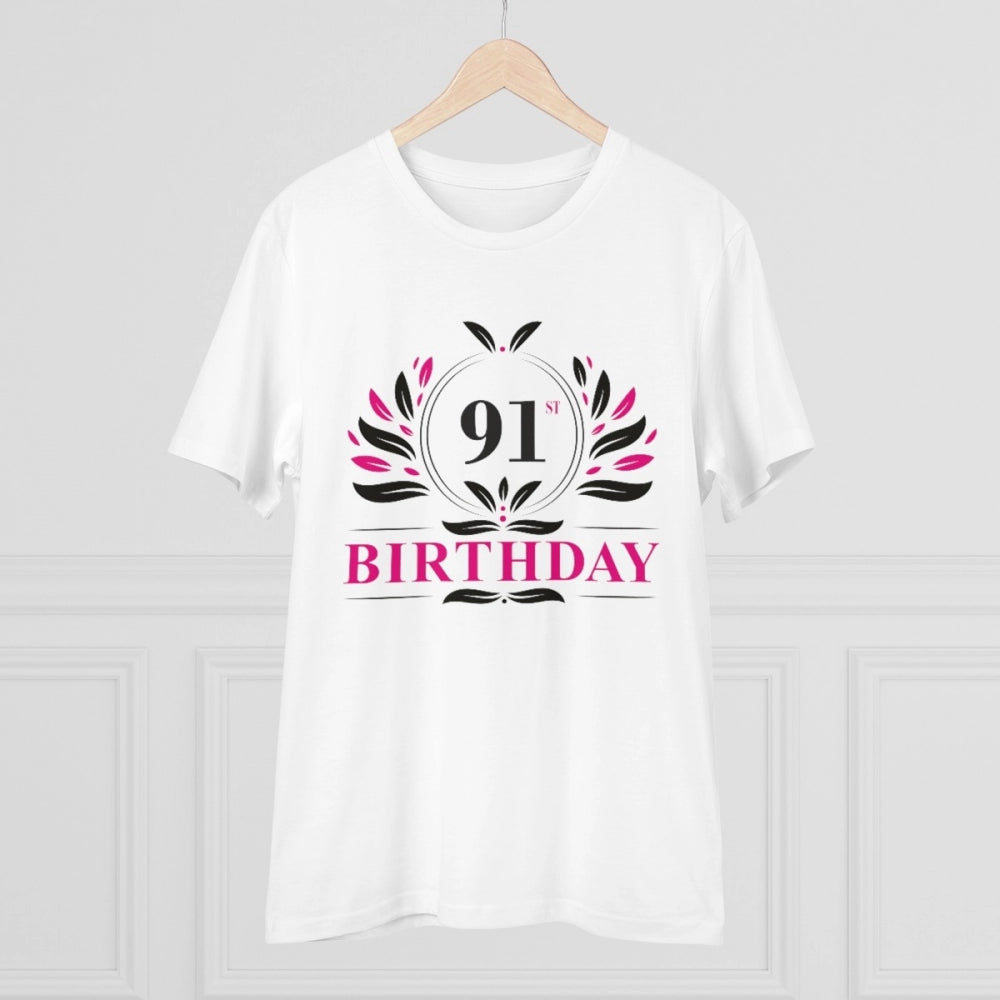 Men'S Pc Cotton 91St Birthday Printed T Shirt (Color: White, T