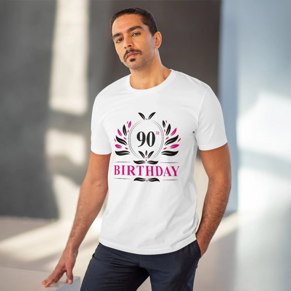 Men'S Pc Cotton 90Th Birthday Printed T Shirt (Color: White, T