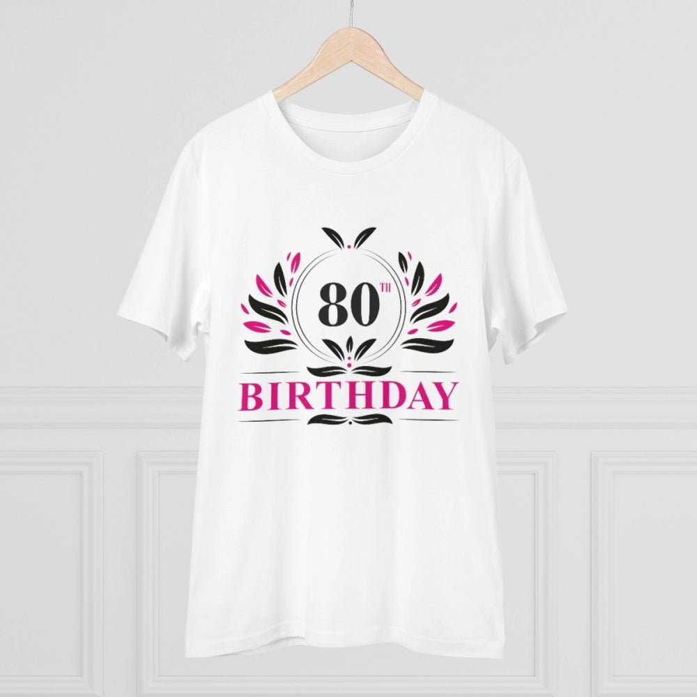 Men'S Pc Cotton 80Th Birthday Printed T Shirt (Color: White, T