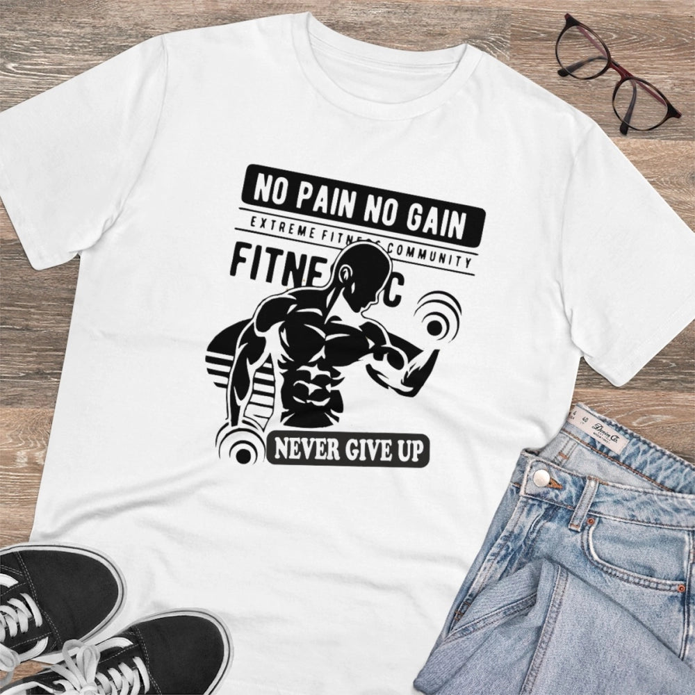 Men'S Pc Cotton Gym No Pain No Gain Never Give Up Printed T Sh