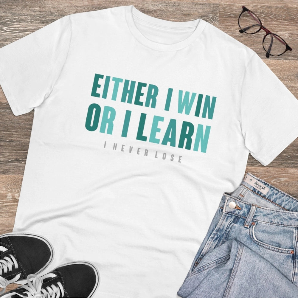 Men'S Pc Cotton Either I Win Or I Learn Printed T Shirt (Color