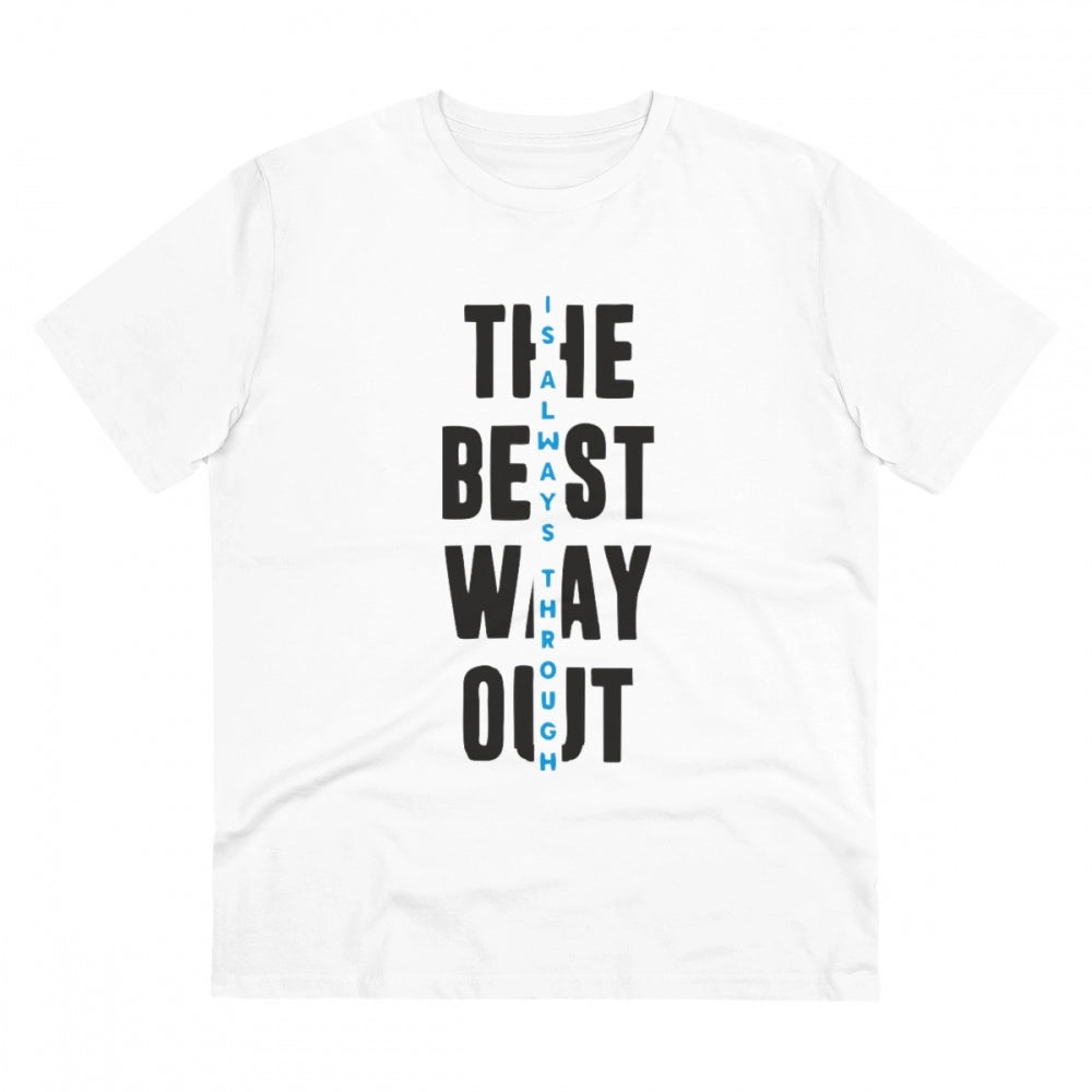 Men'S Pc Cotton The Best Way Out Printed T Shirt (Color: White