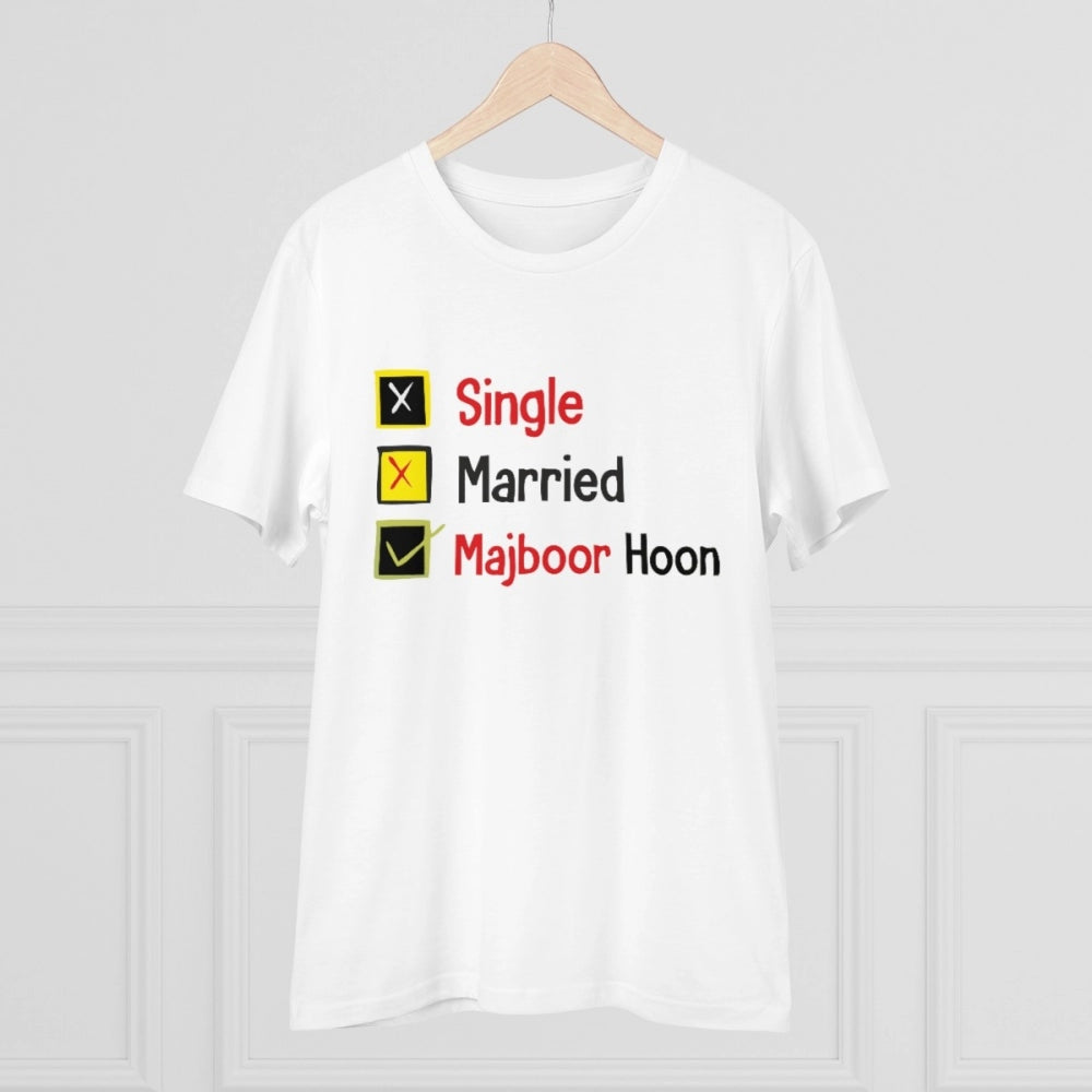 Men'S Pc Cotton Single Married Majbur Printed T Shirt (Color