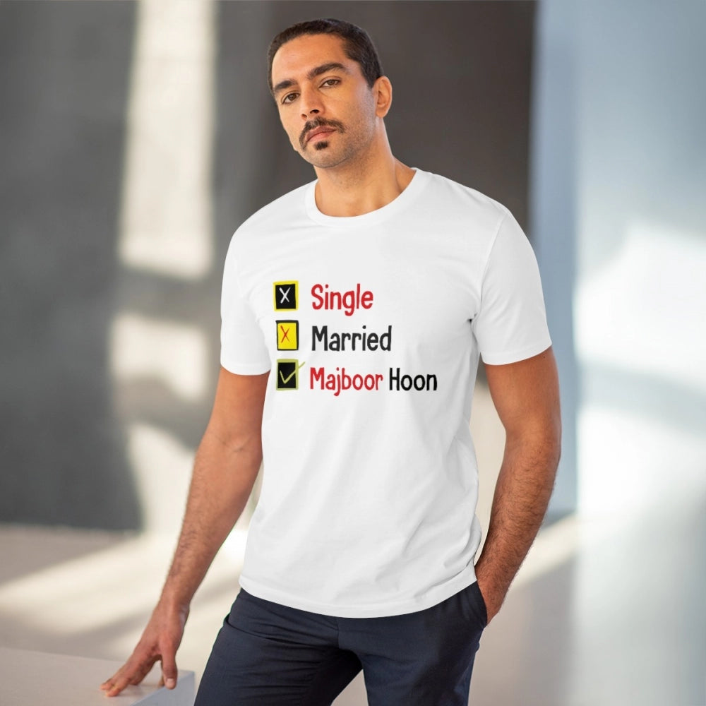 Men'S Pc Cotton Single Married Majbur Printed T Shirt (Color