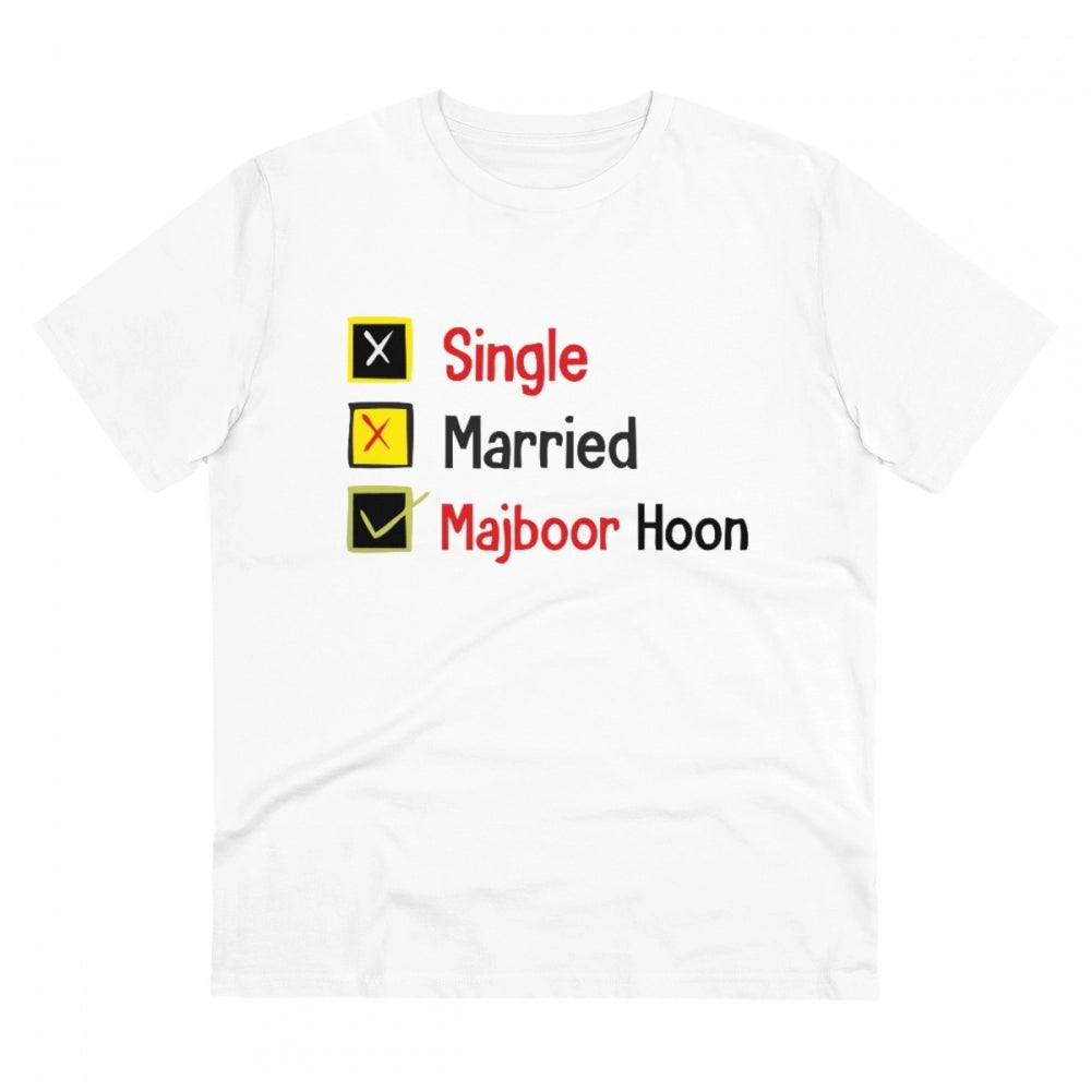 Men'S Pc Cotton Single Married Majbur Printed T Shirt (Color