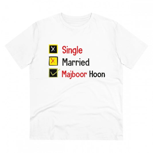 Men'S Pc Cotton Single Married Majbur Printed T Shirt (Color