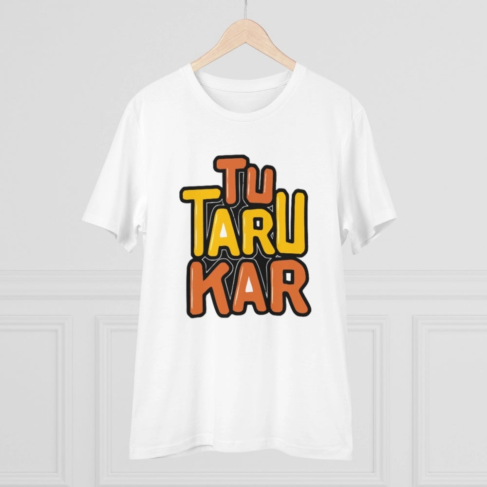 Men'S Pc Cotton Tu Taru Kar Printed T Shirt (Color: White, Thr