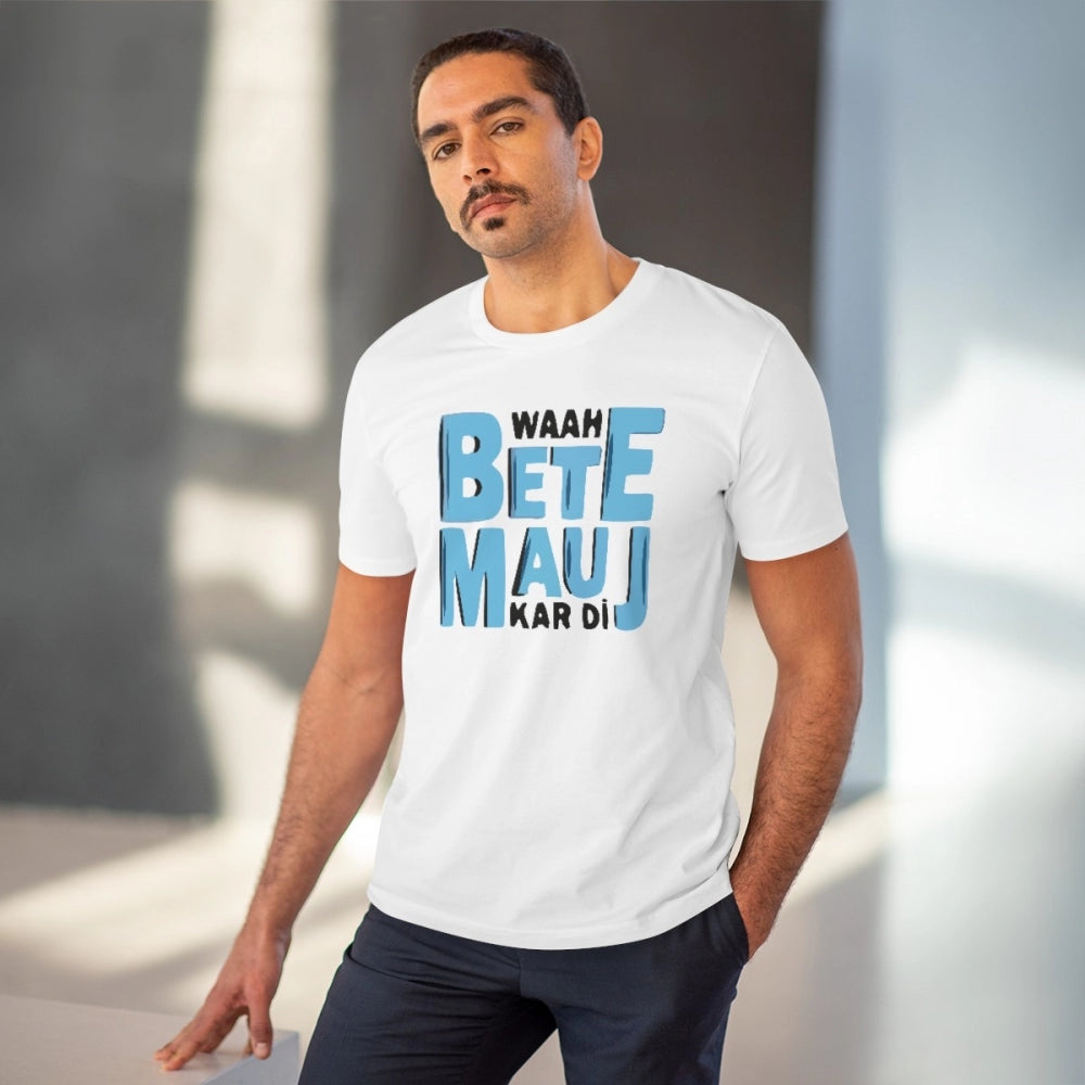 Men'S Pc Cotton Mojj Kardi Printed T Shirt (Color: White, Thre
