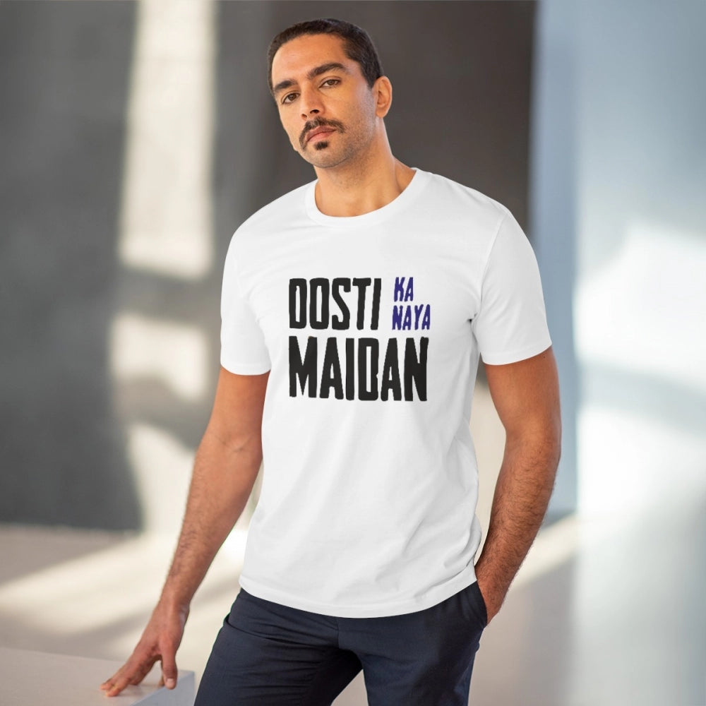 Men'S Pc Cotton Dosti Ka Naya Maidan Printed T Shirt (Color: W