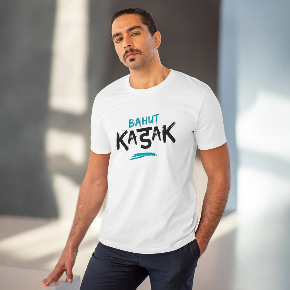 Men'S Pc Cotton Bahot Kadak Printed T Shirt (Color: White, Thr
