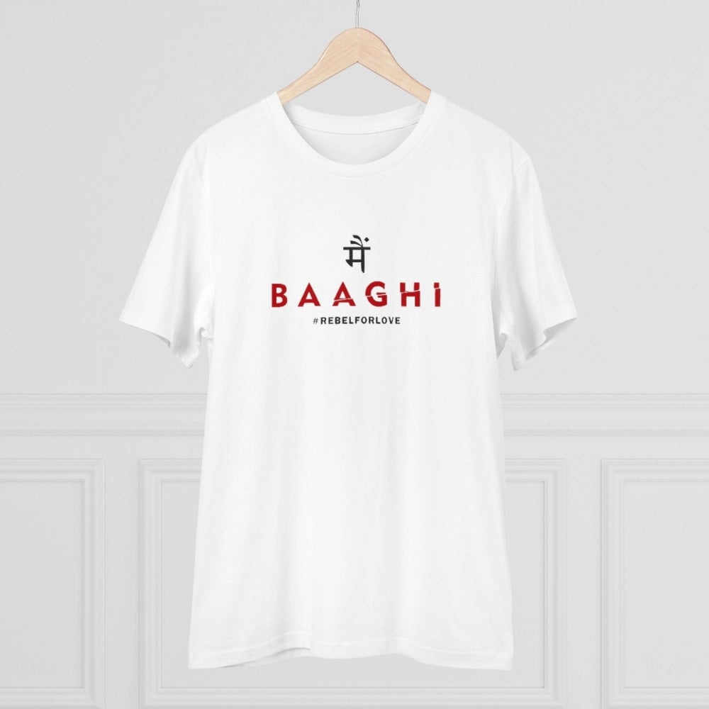 Men'S Pc Cotton Me Bhaghi Printed T Shirt (Color: White, Threa