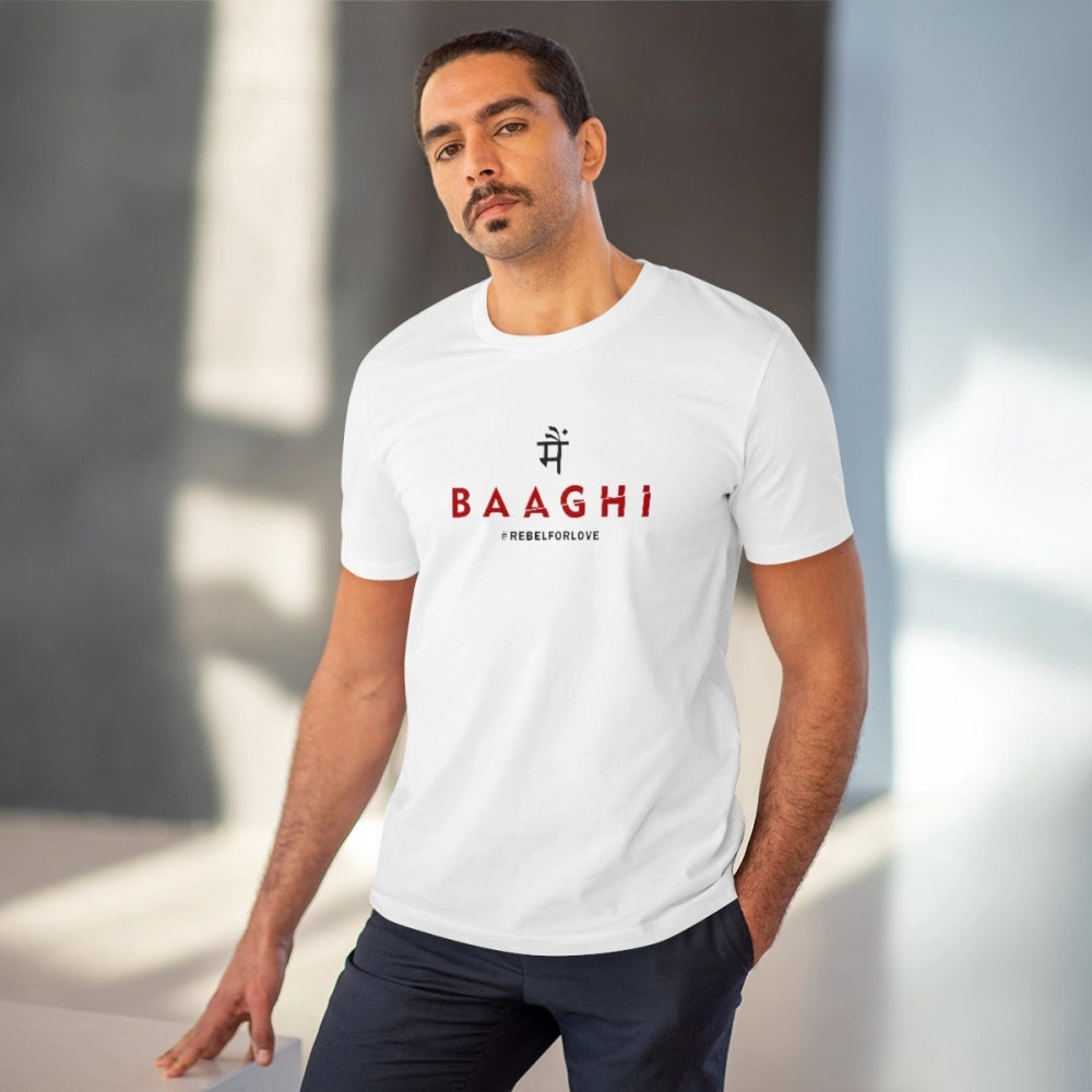 Men'S Pc Cotton Me Bhaghi Printed T Shirt (Color: White, Threa